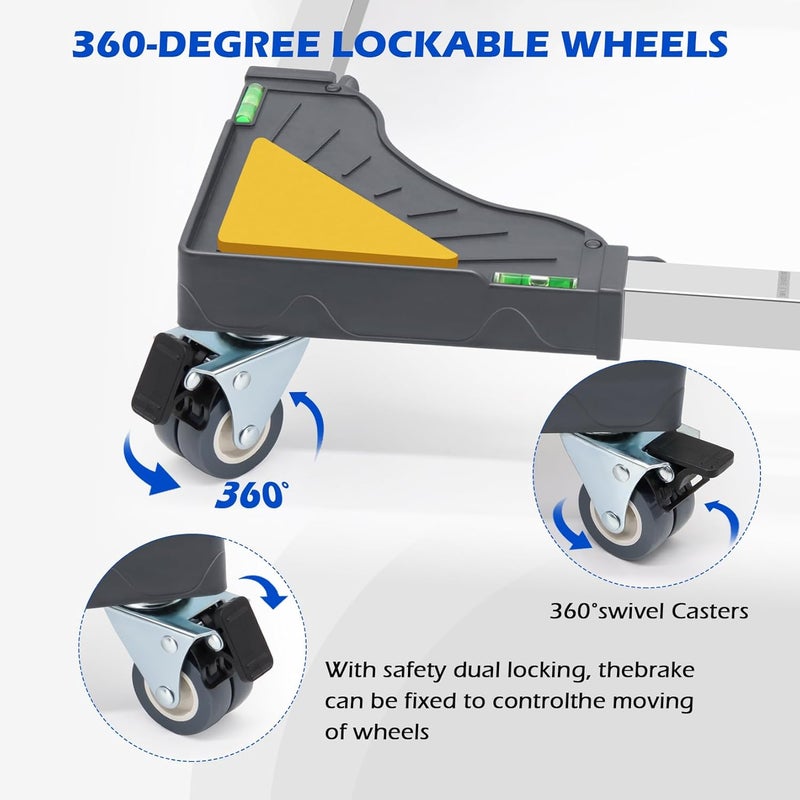 Nefish Heavy Duty Dolly for Washing Machine Adjustable Mini Fridge Stand washer Dryer Stand Mobile Roller Universal Dolly Cart with 4 Lockable Wheels Mobile Base Stand for Washer Dryer Refrigerator - Image 2